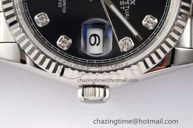 DateJust 36 DIWF 1:1 Best Edition 904L Steel Black Diamonds Dial on Jubilee Bracelet SA3235