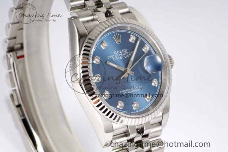 DateJust 36 DIWF 1:1 Best Edition 904L Steel Blue Diamonds Dial on Jubilee Bracelet SA3235