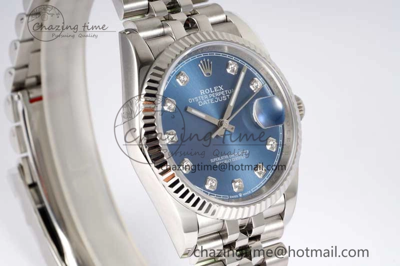 DateJust 36 DIWF 1:1 Best Edition 904L Steel Blue Diamonds Dial on Jubilee Bracelet SA3235
