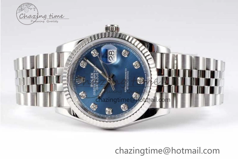 DateJust 36 DIWF 1:1 Best Edition 904L Steel Blue Diamonds Dial on Jubilee Bracelet SA3235