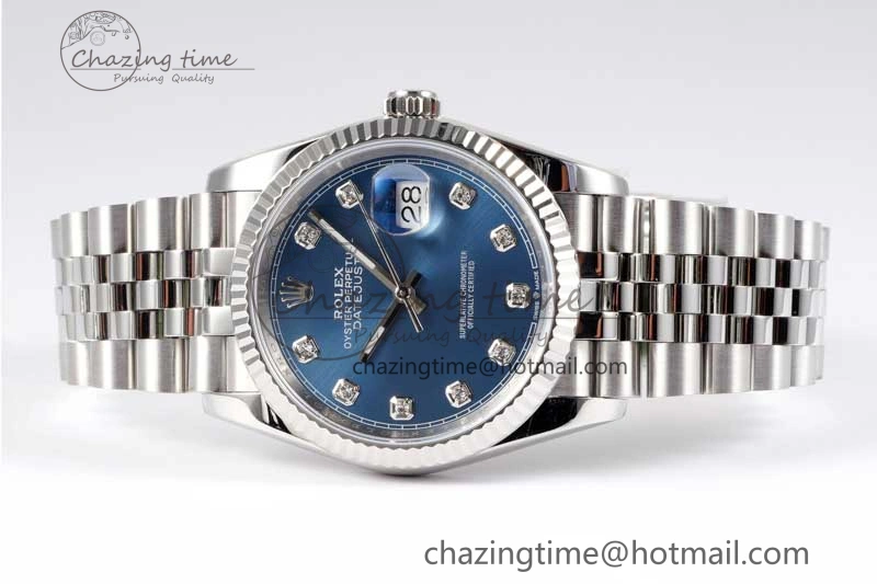 DateJust 36 DIWF 1:1 Best Edition 904L Steel Blue Diamonds Dial on Jubilee Bracelet SA3235