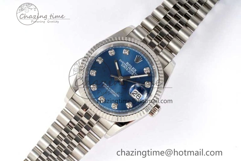 DateJust 36 DIWF 1:1 Best Edition 904L Steel Blue Diamonds Dial on Jubilee Bracelet SA3235