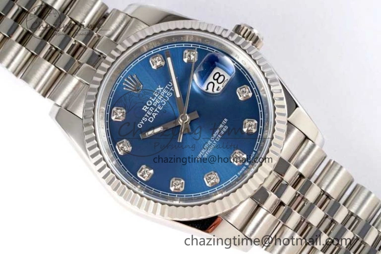 DateJust 36 DIWF 1:1 Best Edition 904L Steel Blue Diamonds Dial on Jubilee Bracelet SA3235