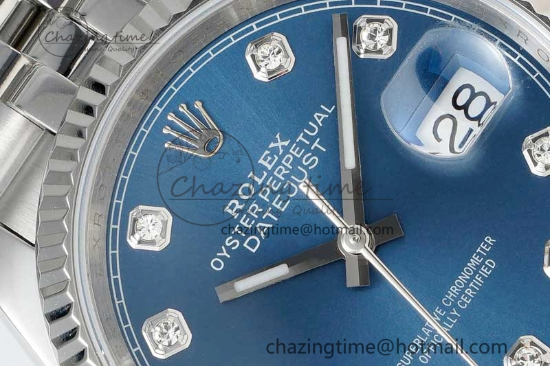 DateJust 36 DIWF 1:1 Best Edition 904L Steel Blue Diamonds Dial on Jubilee Bracelet SA3235