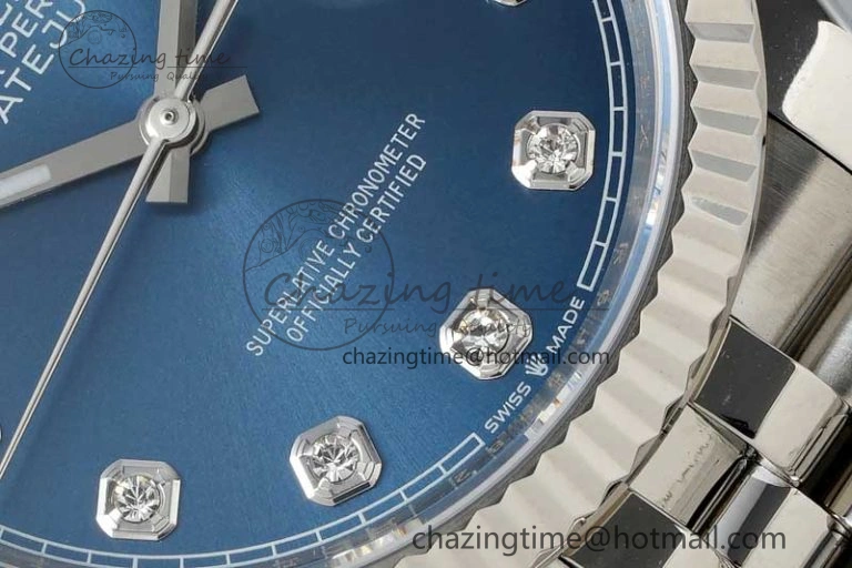 DateJust 36 DIWF 1:1 Best Edition 904L Steel Blue Diamonds Dial on Jubilee Bracelet SA3235