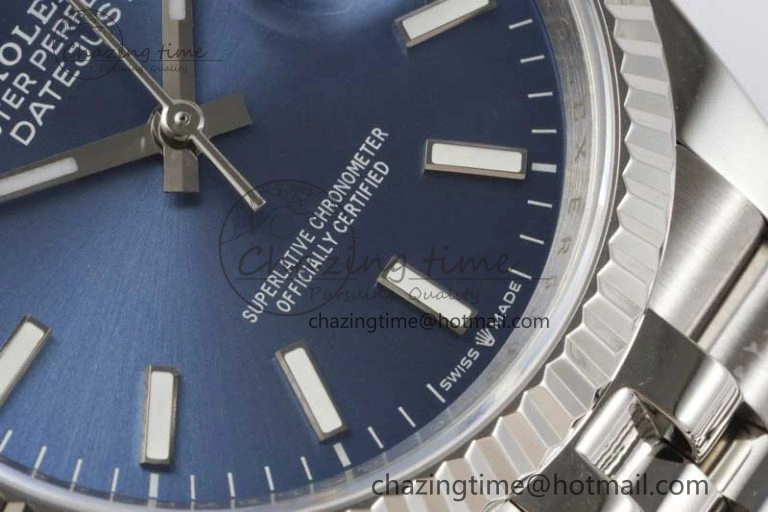 DateJust 36 DIWF 1:1 Best Edition 904L Steel Blue Stick Dial on Jubilee Bracelet SA3235