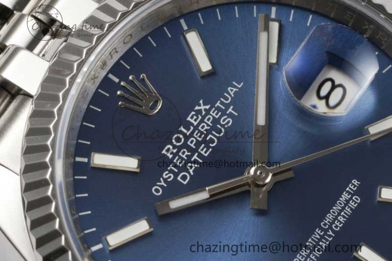 DateJust 36 DIWF 1:1 Best Edition 904L Steel Blue Stick Dial on Jubilee Bracelet SA3235