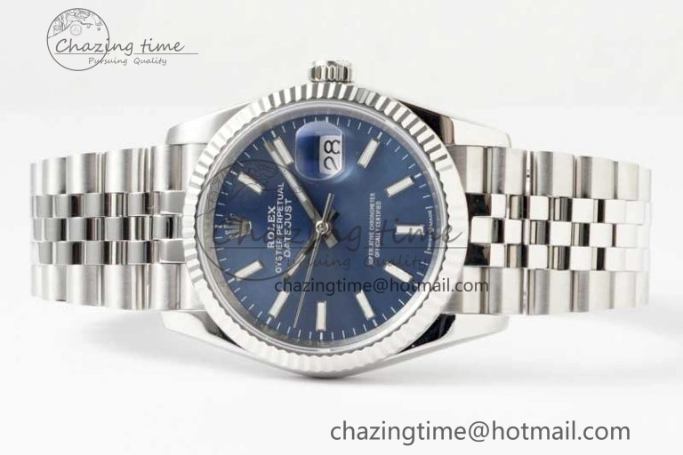 DateJust 36 DIWF 1:1 Best Edition 904L Steel Blue Stick Dial on Jubilee Bracelet SA3235