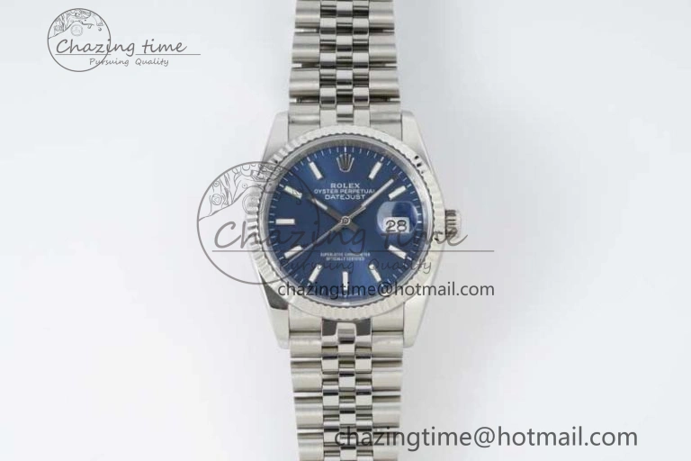 DateJust 36 DIWF 1:1 Best Edition 904L Steel Blue Stick Dial on Jubilee Bracelet SA3235