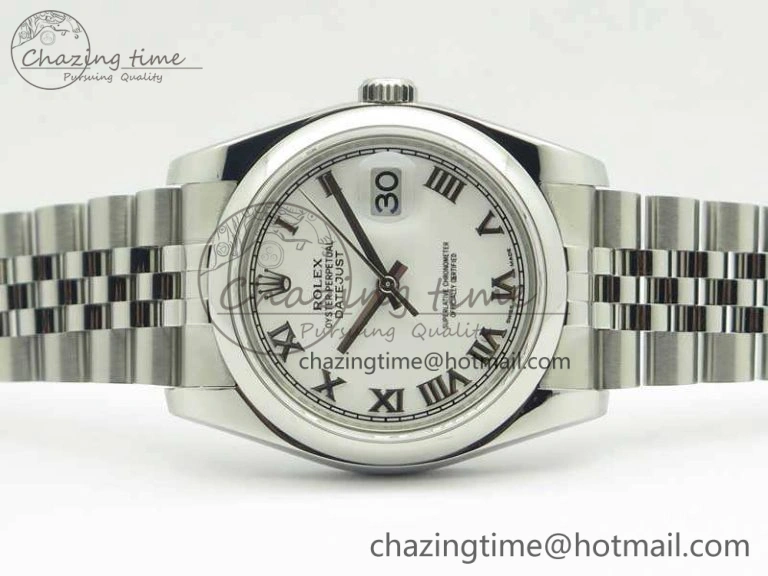 DateJust 36 SS 116200 ARF 1:1 Best Edition White Roman Dial On SS Jubilee Bracelet SA3135