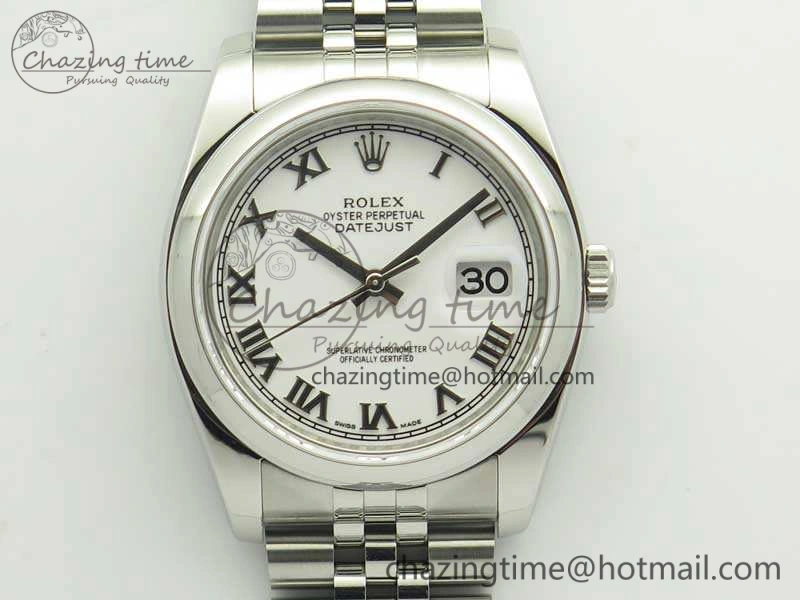 DateJust 36 SS 116200 ARF 1:1 Best Edition White Roman Dial On SS Jubilee Bracelet SA3135