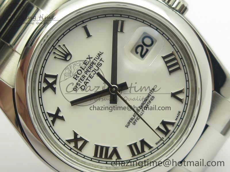 DateJust 36 SS 116200 ARF 1:1 Best Edition White Roman Dial On SS Oyster Bracelet SA3135