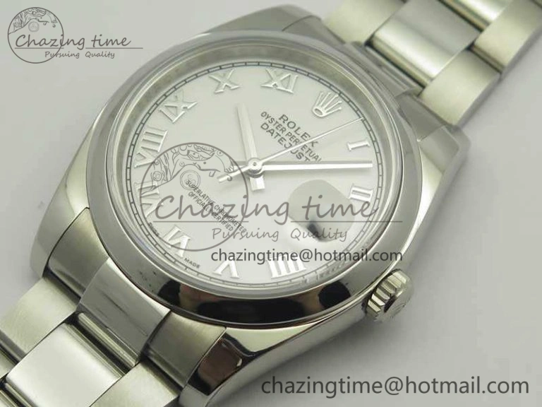 DateJust 36 SS 116200 ARF 1:1 Best Edition White Roman Dial On SS Oyster Bracelet SA3135