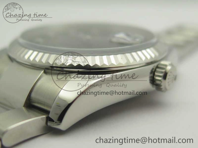 DateJust 36 SS 116200 Fluted Bezel DJF Best Edition Black Com Diam Dial on SS 904L Oyster Bracelet A2824