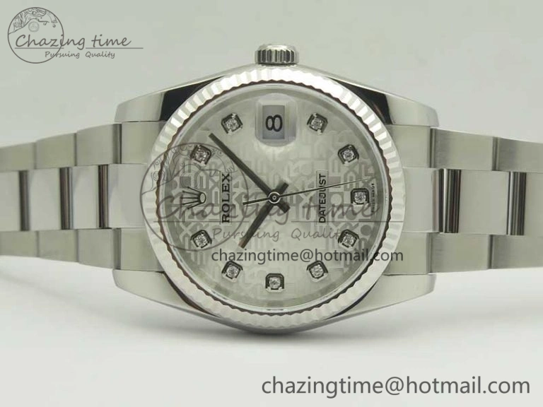 DateJust 36 SS 116200 Fluted Bezel DJF Best Edition Silver Com Diam Dial on SS 904L Oyster Bracelet A2824