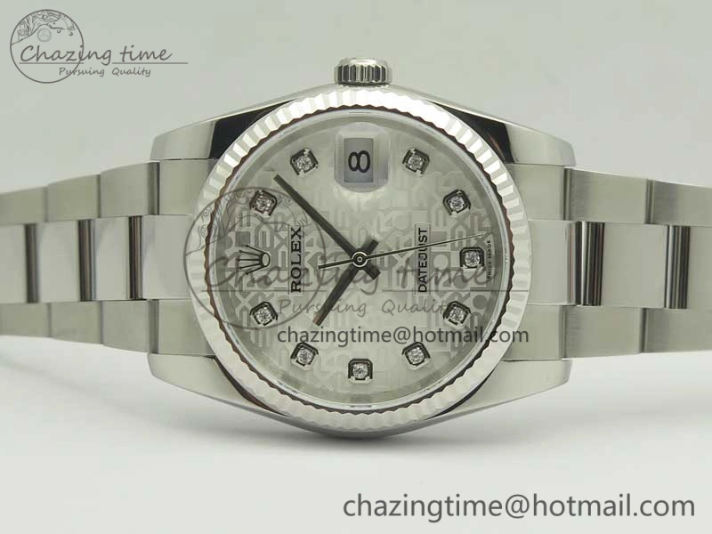 DateJust 36 SS 116200 Fluted Bezel DJF Best Edition Silver Com Diam Dial on SS 904L Oyster Bracelet A2824