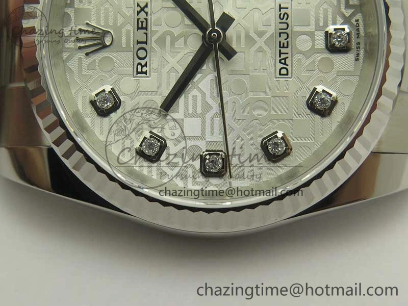 DateJust 36 SS 116200 Fluted Bezel DJF Best Edition Silver Com Diam Dial on SS 904L Oyster Bracelet A2824
