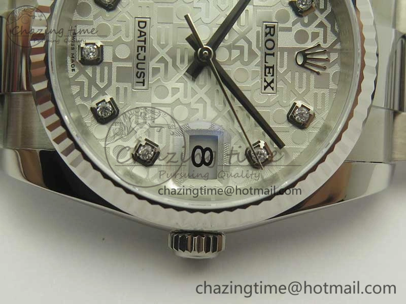 DateJust 36 SS 116200 Fluted Bezel DJF Best Edition Silver Com Diam Dial on SS 904L Oyster Bracelet A2824