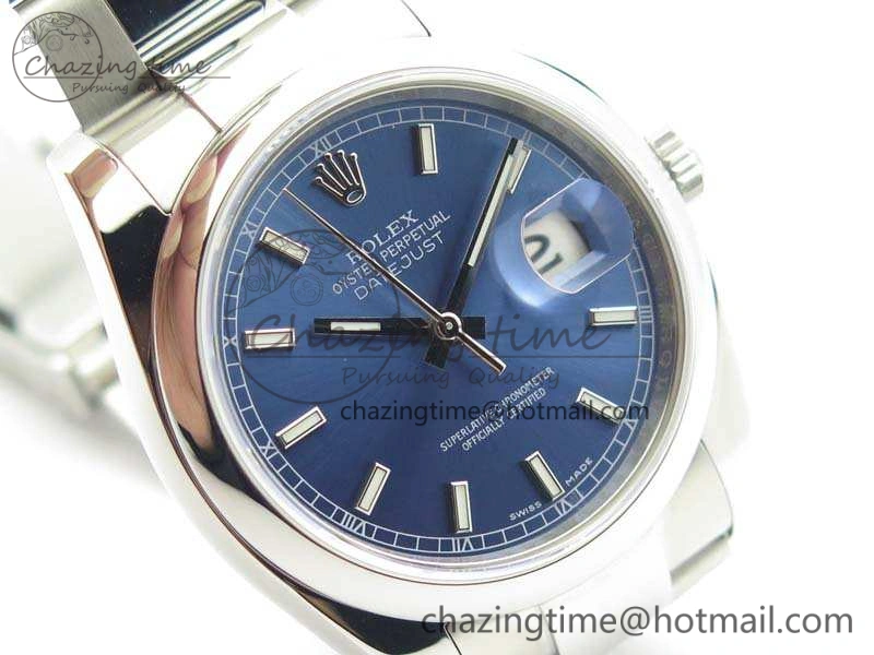 DateJust 36 SS 116200 Polished Bezel ARF 1:1 Best Edition Blue Dial On 904L SS Oyster Bracelet SA3135