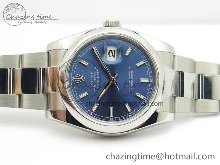 DateJust 36 SS 116200 Polished Bezel ARF 1:1 Best Edition Blue Dial On 904L SS Oyster Bracelet SA3135