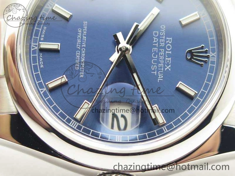 DateJust 36 SS 116200 Polished Bezel ARF 1:1 Best Edition Blue Dial On 904L SS Oyster Bracelet SA3135