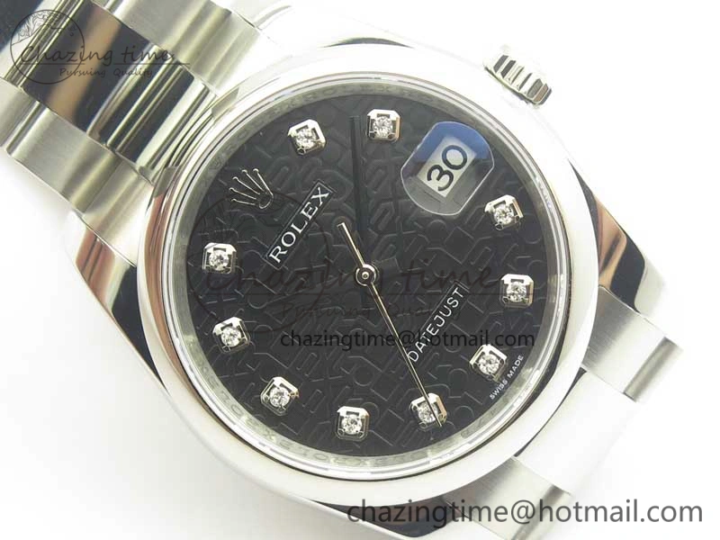 DateJust 36 SS 116200 Polished Bezel DJF Best Edition Black Com Diam Dial on SS 904L Oyster Bracelet A2824
