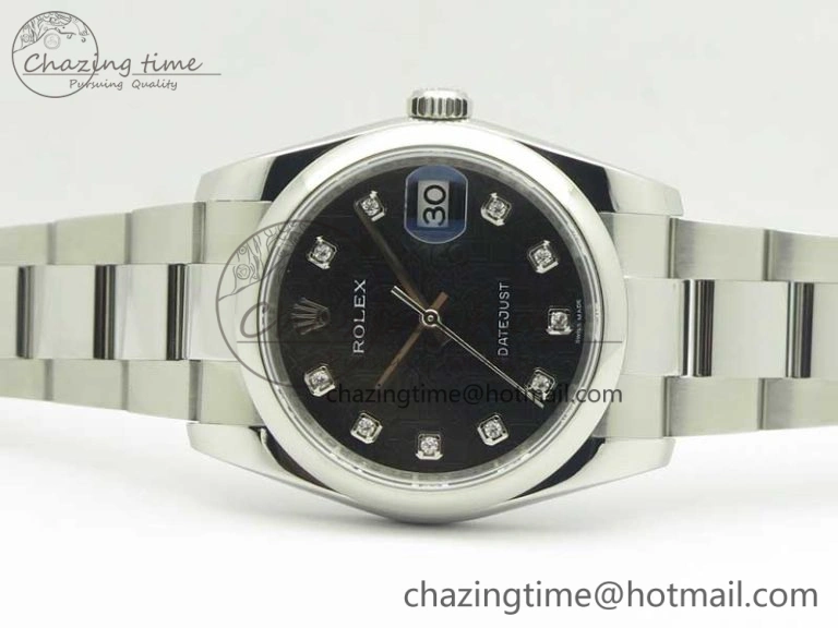 DateJust 36 SS 116200 Polished Bezel DJF Best Edition Black Com Diam Dial on SS 904L Oyster Bracelet A2824