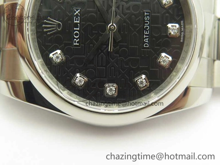 DateJust 36 SS 116200 Polished Bezel DJF Best Edition Black Com Diam Dial on SS 904L Oyster Bracelet A2824