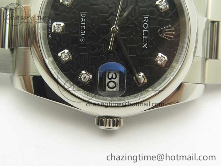 DateJust 36 SS 116200 Polished Bezel DJF Best Edition Black Com Diam Dial on SS 904L Oyster Bracelet A2824