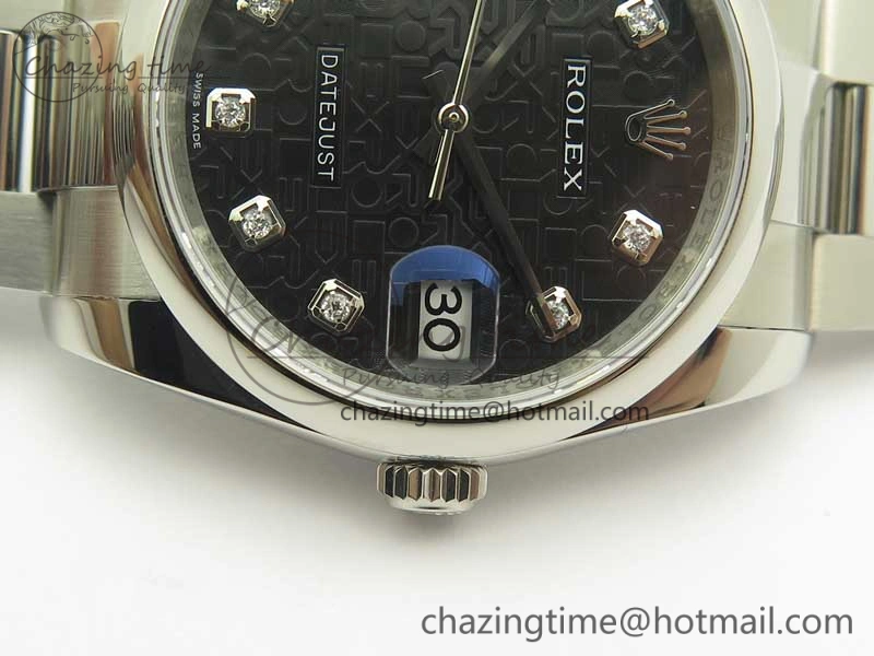 DateJust 36 SS 116200 Polished Bezel DJF Best Edition Black Com Diam Dial on SS 904L Oyster Bracelet A2824