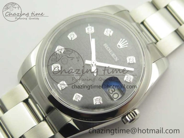DateJust 36 SS 116200 Polished Bezel DJF Best Edition Black Com Diam Dial on SS 904L Oyster Bracelet A2824