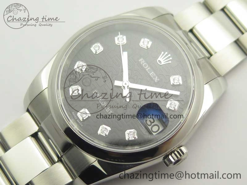 DateJust 36 SS 116200 Polished Bezel DJF Best Edition Black Com Diam Dial on SS 904L Oyster Bracelet A2824