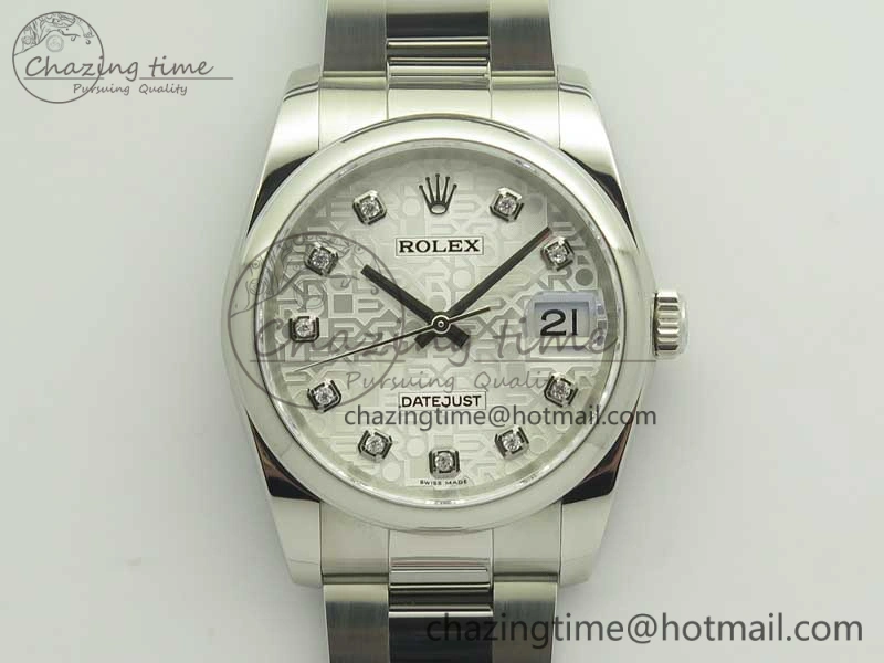 DateJust 36 SS 116200 Polished Bezel DJF Best Edition Silver Com Diam Dial on SS 904L Oyster Bracelet A2824