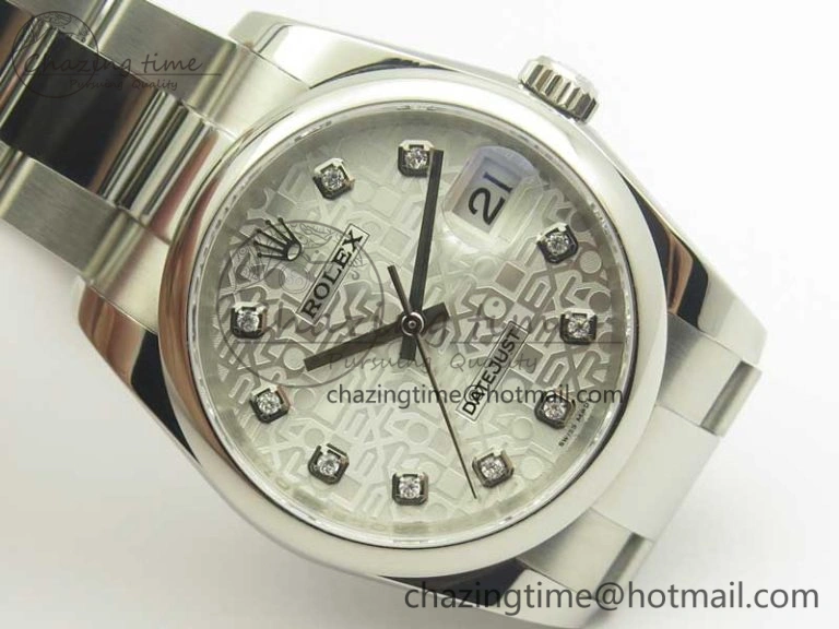 DateJust 36 SS 116200 Polished Bezel DJF Best Edition Silver Com Diam Dial on SS 904L Oyster Bracelet A2824