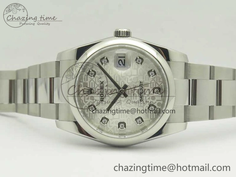 DateJust 36 SS 116200 Polished Bezel DJF Best Edition Silver Com Diam Dial on SS 904L Oyster Bracelet A2824