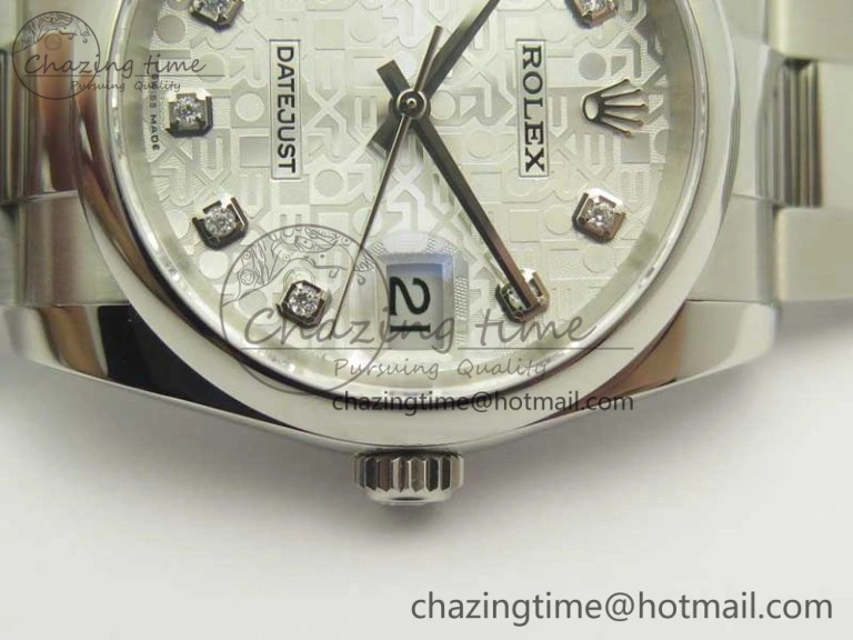 DateJust 36 SS 116200 Polished Bezel DJF Best Edition Silver Com Diam Dial on SS 904L Oyster Bracelet A2824