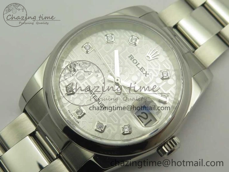 DateJust 36 SS 116200 Polished Bezel DJF Best Edition Silver Com Diam Dial on SS 904L Oyster Bracelet A2824