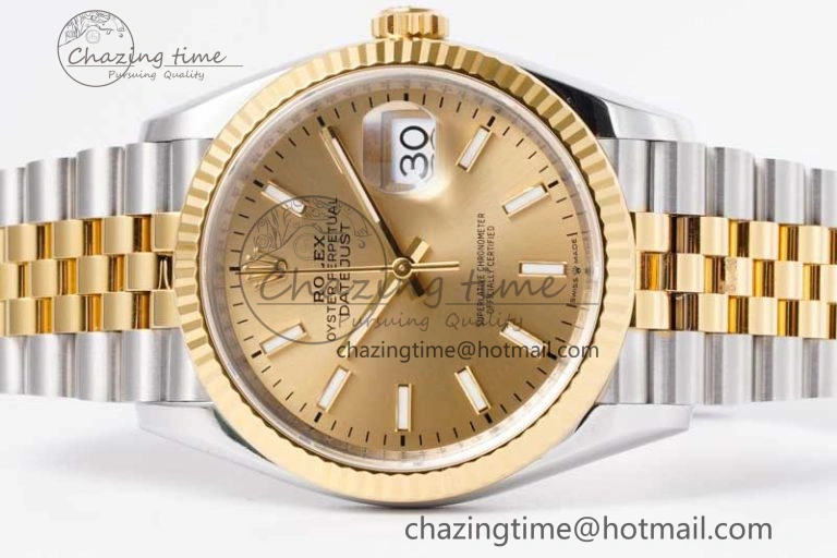 DateJust 36 SS 116233 VSF 1:1 Best Edition 904L Steel YG Stick Dial on Jubilee Bracelet VS3235