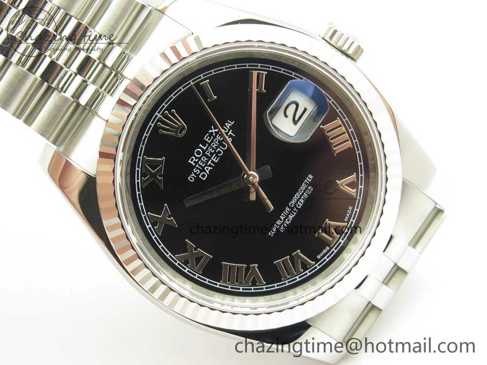 DateJust 36 SS 116234 ARF 1:1 Best Edition 904L Steel Black Dial Roman Markers on Jubilee Bracelet SH3135 V2