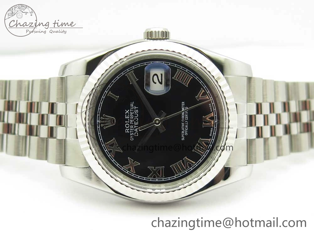 DateJust 36 SS 116234 ARF 1:1 Best Edition 904L Steel Black Dial Roman Markers on Jubilee Bracelet SH3135 V2