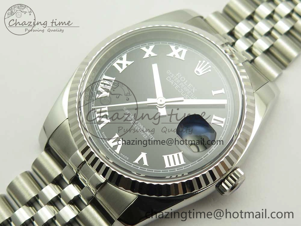 DateJust 36 SS 116234 ARF 1:1 Best Edition 904L Steel Black Dial Roman Markers on Jubilee Bracelet SH3135 V2