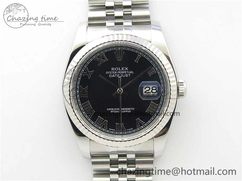 DateJust 36 SS 116234 ARF 1:1 Best Edition 904L Steel Black Dial Roman Markers on Jubilee Bracelet SH3135 V3