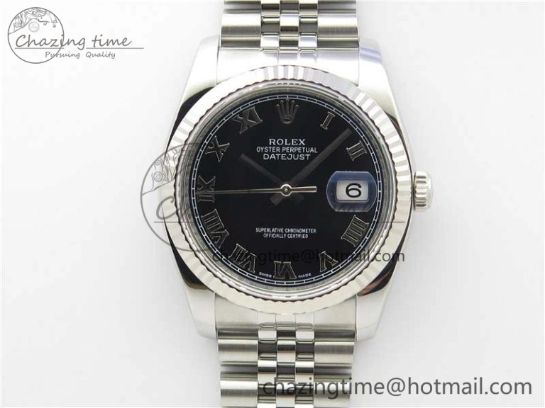 DateJust 36 SS 116234 ARF 1:1 Best Edition 904L Steel Black Dial Roman Markers on Jubilee Bracelet SH3135 V3