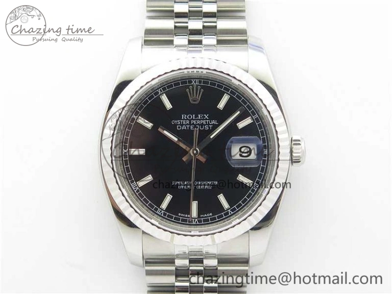 DateJust 36 SS 116234 ARF 1:1 Best Edition 904L Steel Black Dial on Jubilee Bracelet SH3135 V3