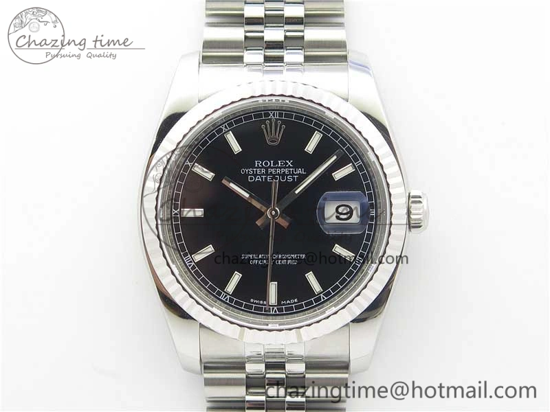 DateJust 36 SS 116234 ARF 1:1 Best Edition 904L Steel Black Dial on Jubilee Bracelet SH3135 V3