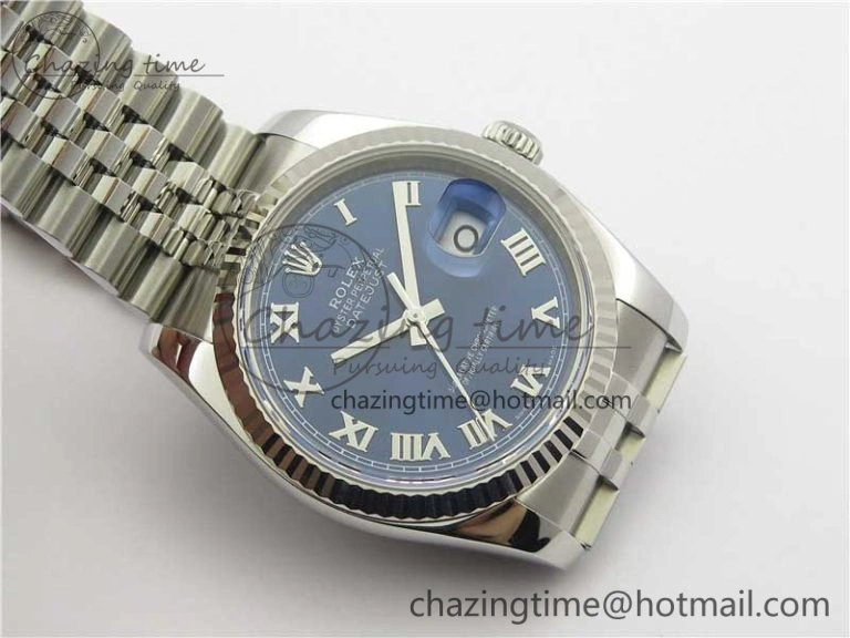 DateJust 36 SS 116234 ARF 1:1 Best Edition 904L Steel Blue Dial Roman Markers on Jubilee Bracelet SH3135 V3
