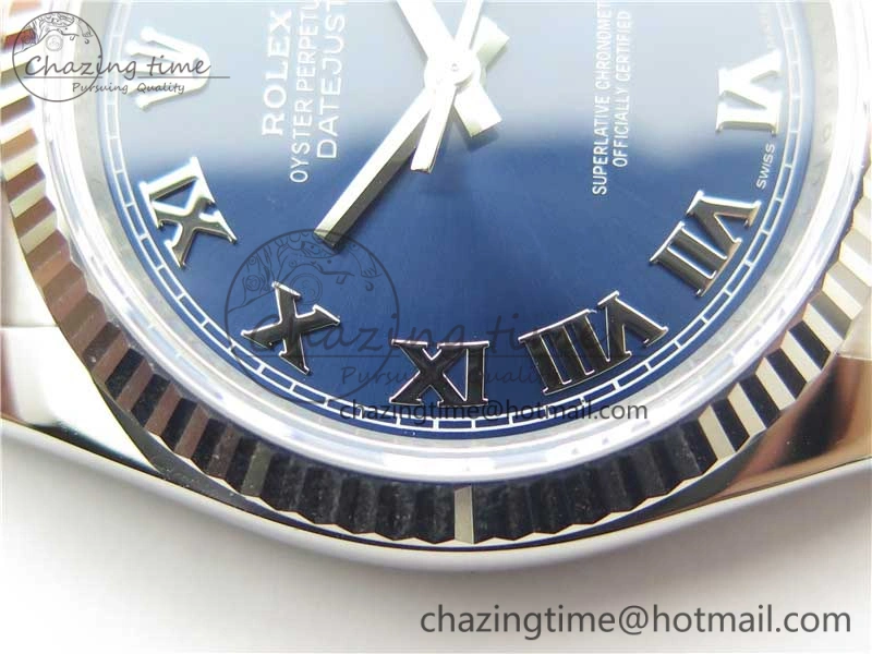 DateJust 36 SS 116234 ARF 1:1 Best Edition 904L Steel Blue Dial Roman Markers on Jubilee Bracelet SH3135 V3