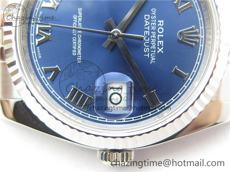 DateJust 36 SS 116234 ARF 1:1 Best Edition 904L Steel Blue Dial Roman Markers on Jubilee Bracelet SH3135 V3