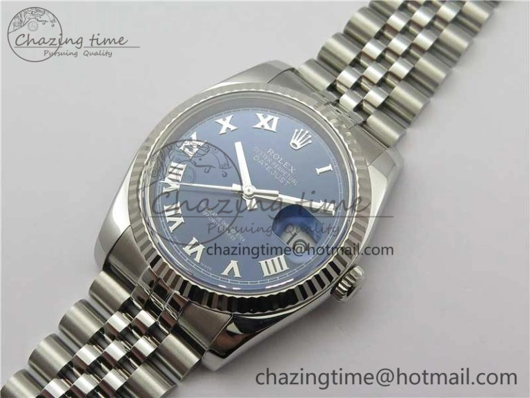 DateJust 36 SS 116234 ARF 1:1 Best Edition 904L Steel Blue Dial Roman Markers on Jubilee Bracelet SH3135 V3