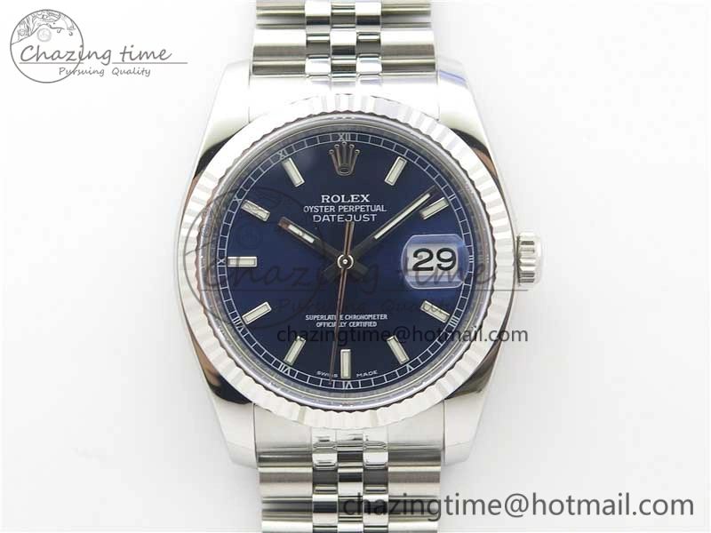 DateJust 36 SS 116234 ARF 1:1 Best Edition 904L Steel Blue Dial on Jubilee Bracelet SH3135 V3